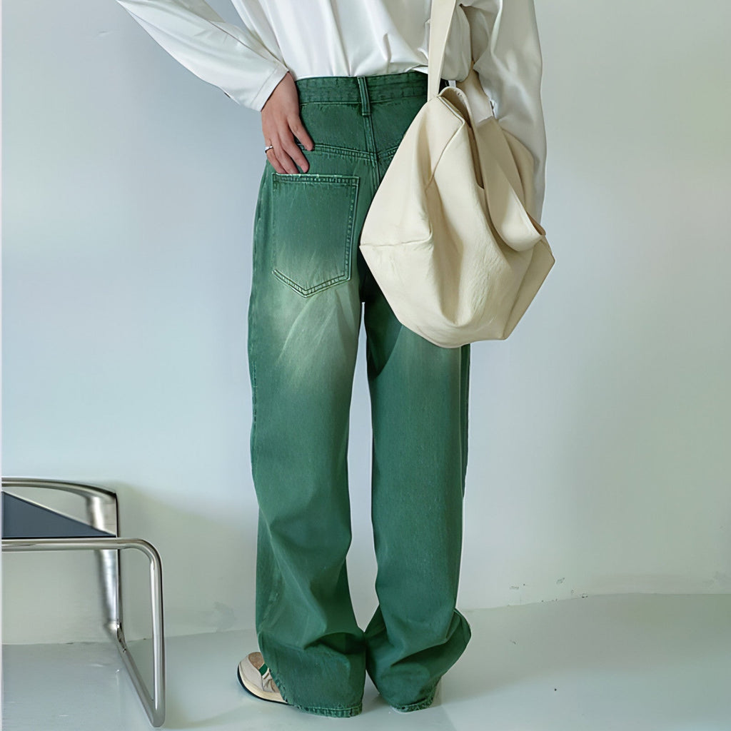 UrbanEase™ Olive men 's retro vintage jeans