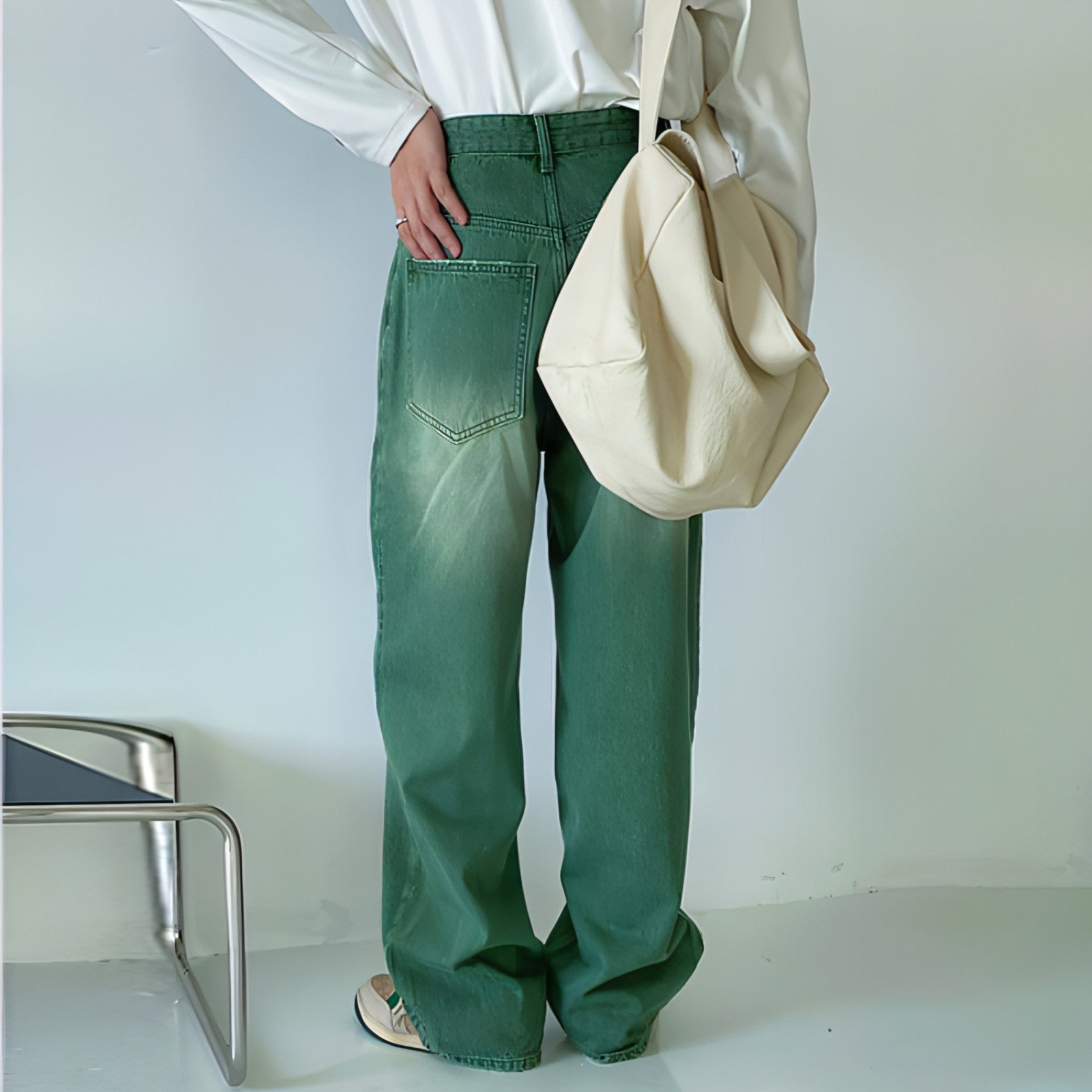 UrbanEase™ Olive men 's retro vintage jeans