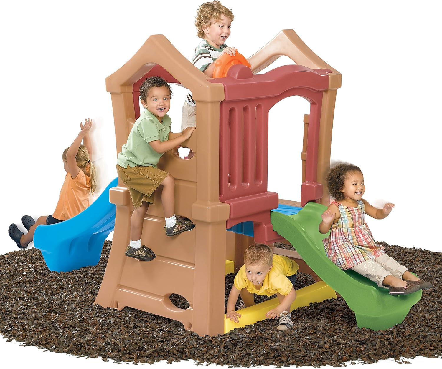 Play Up Double Slide Climber Outdoor Playset For Toddlers Ages 2 To 6