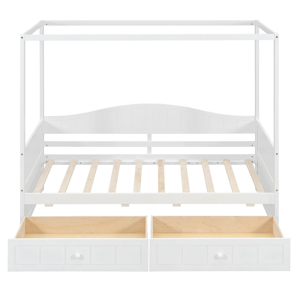 Twin Size Canopy Day Bed with 2 Drawers, Canopy Bed Frame for Bedroom