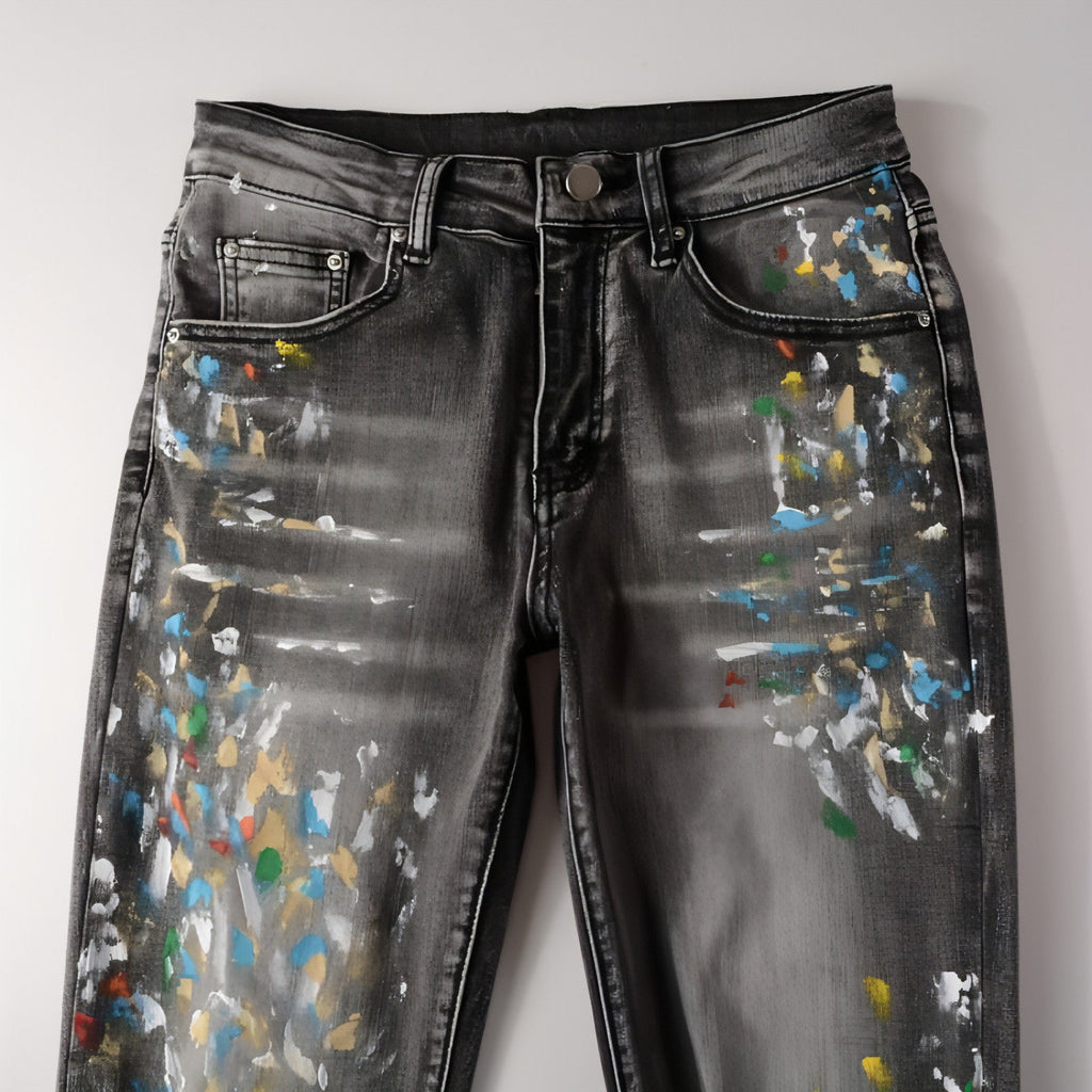 DenimDare™ Washed Elastic Slim Fitting Gray Jeans For Men