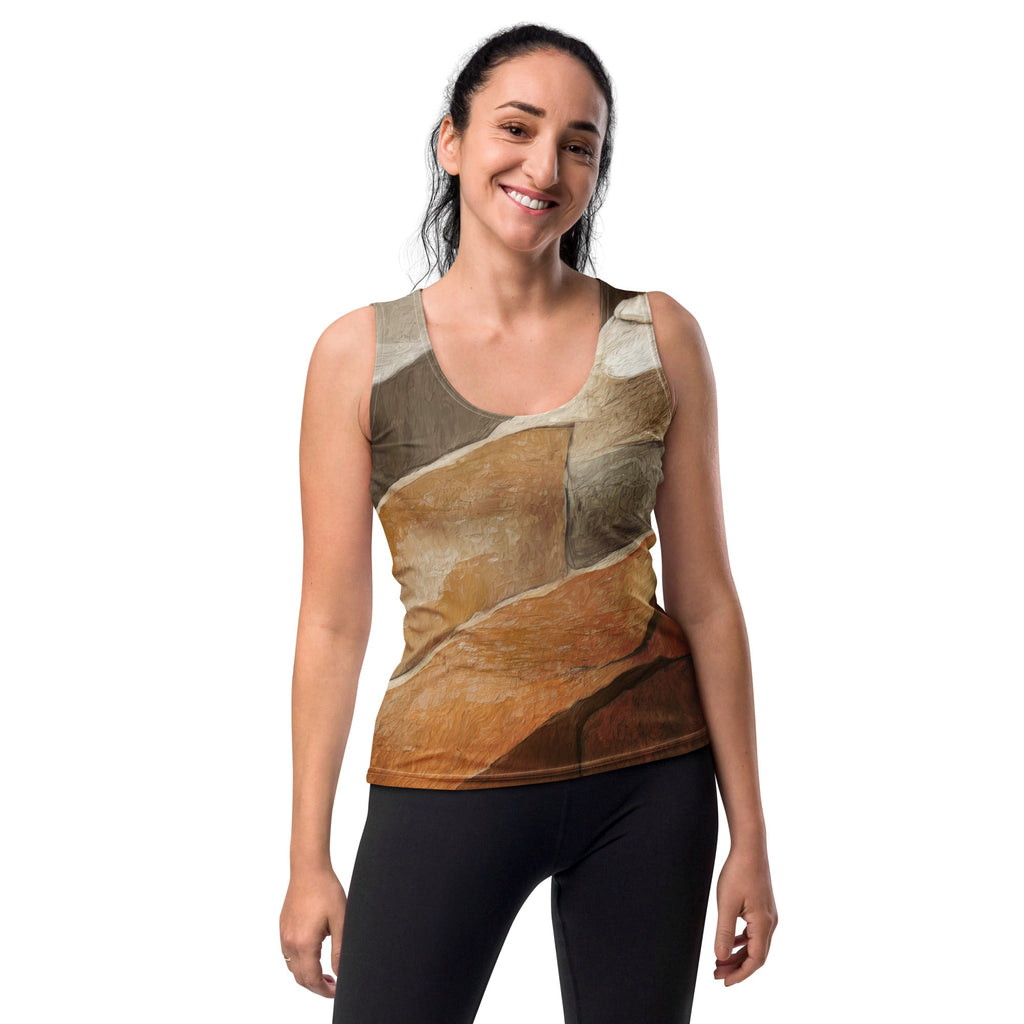 Womens Stretch Fit Tank Top - Abstract Stone Print