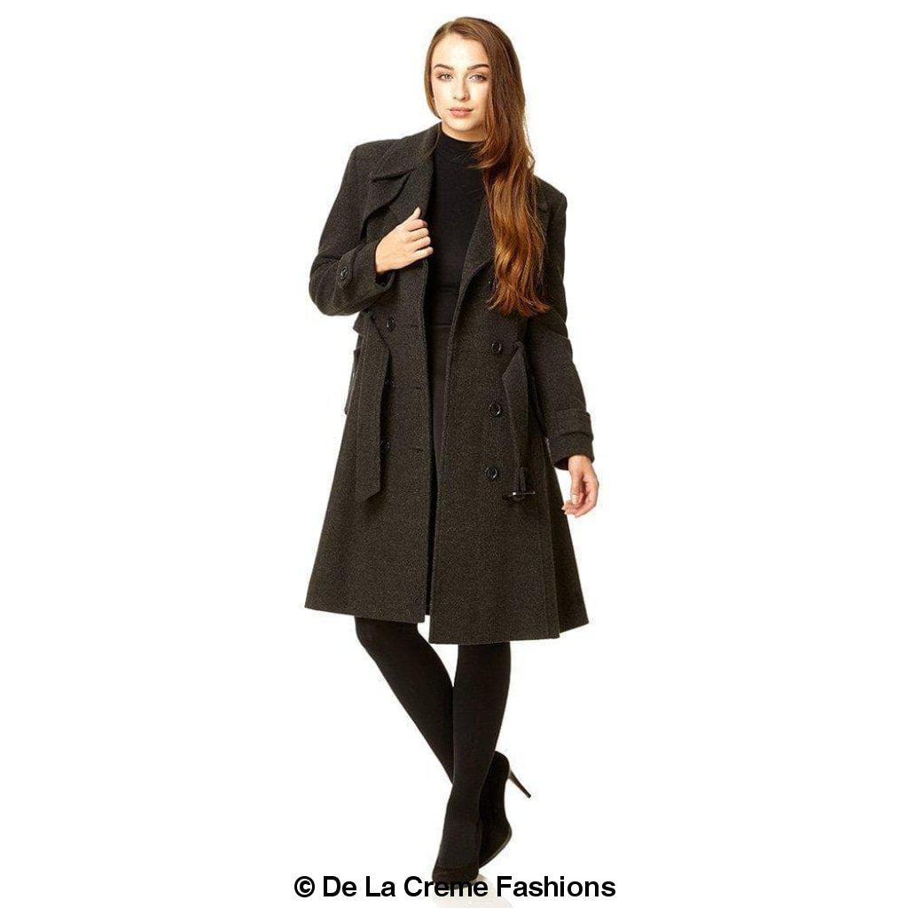 Faux Wool Blend Double Breasted Coat (1201)
