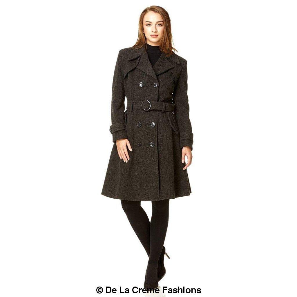 Faux Wool Blend Double Breasted Coat (1201)