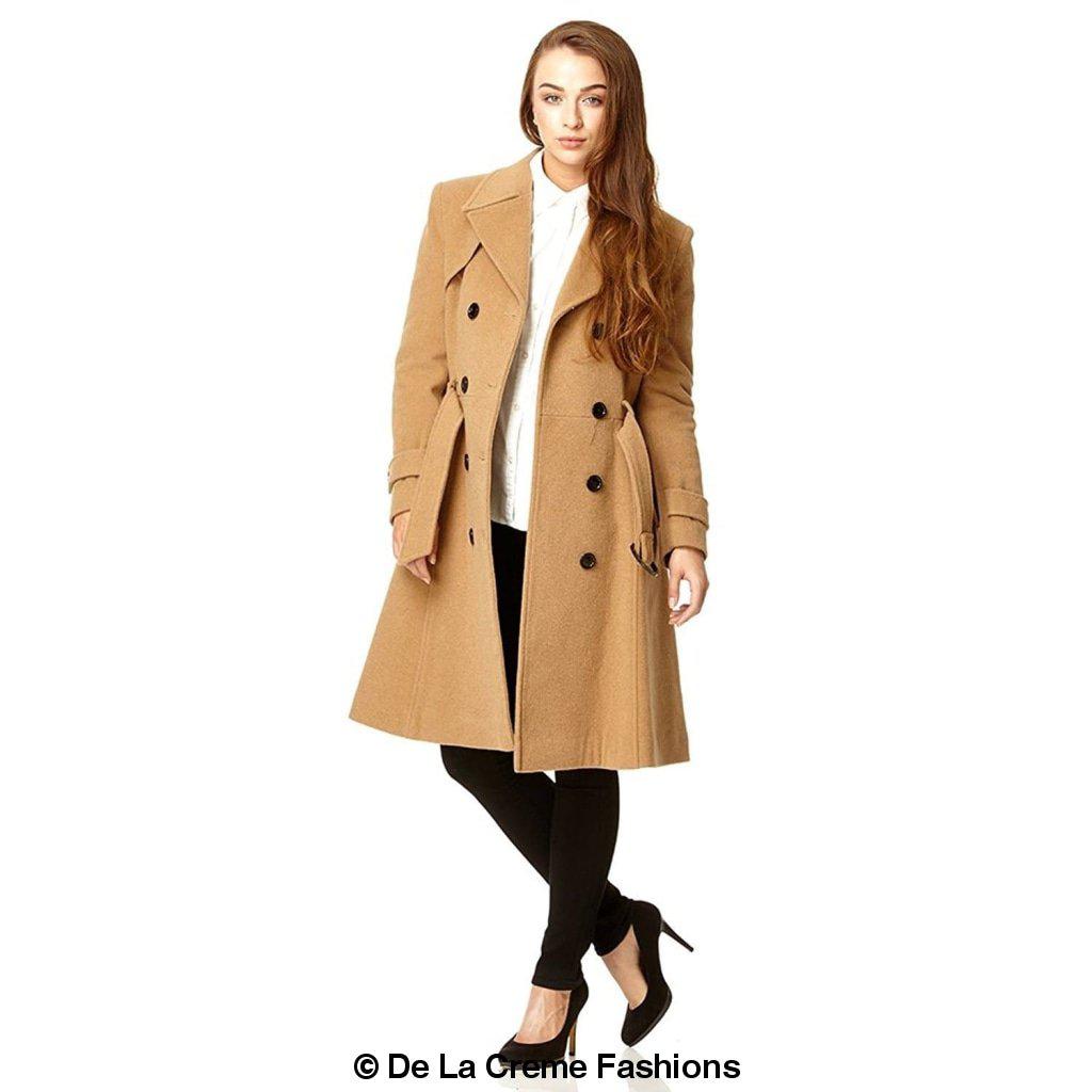 Faux Wool Blend Double Breasted Coat (1201)