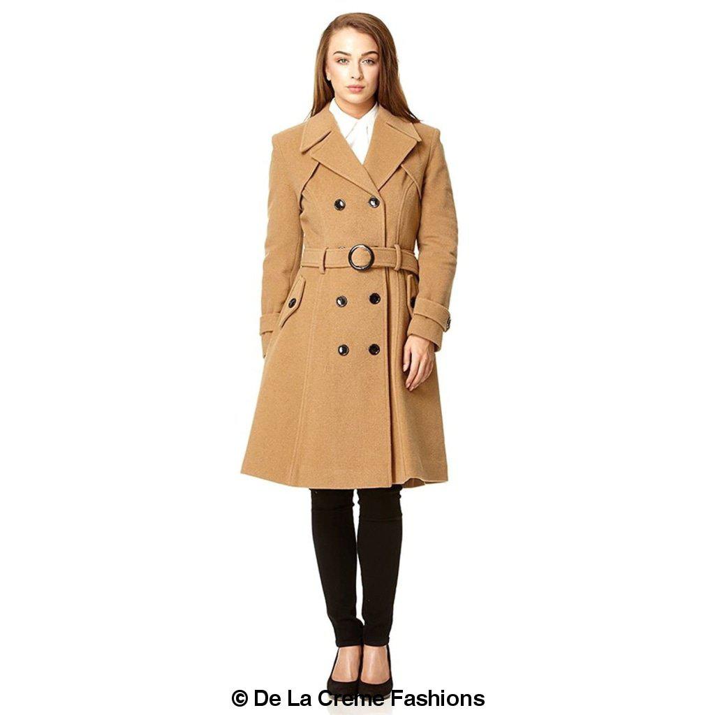 Faux Wool Blend Double Breasted Coat (1201)