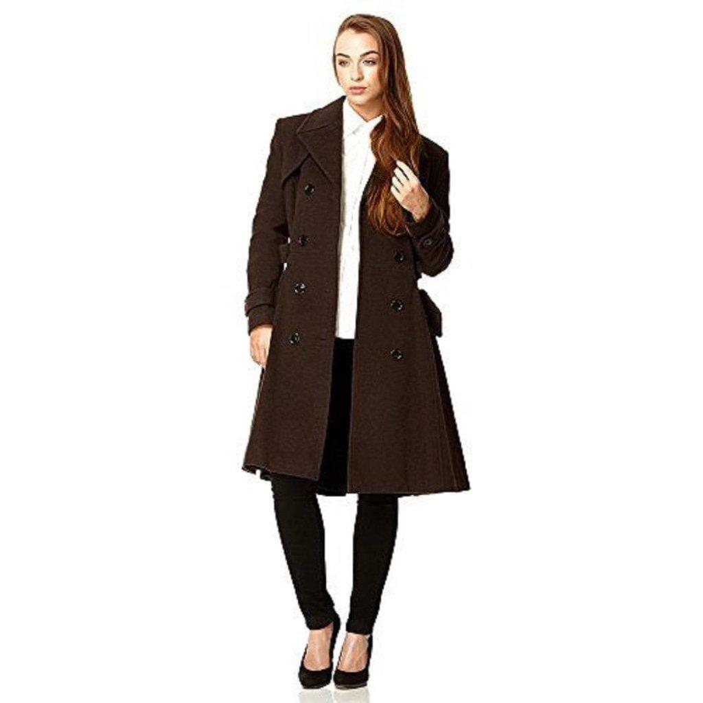Faux Wool Blend Double Breasted Coat (1201)