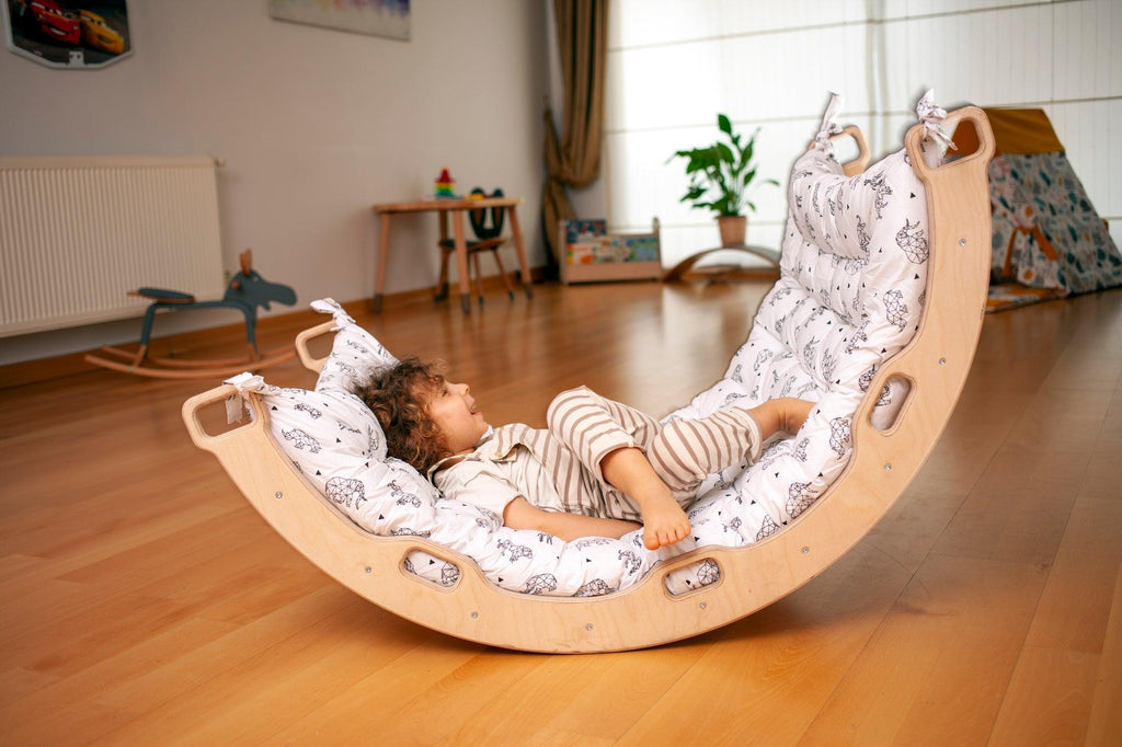 Climbing Arch / Rocker with Origami Pattern Pillow