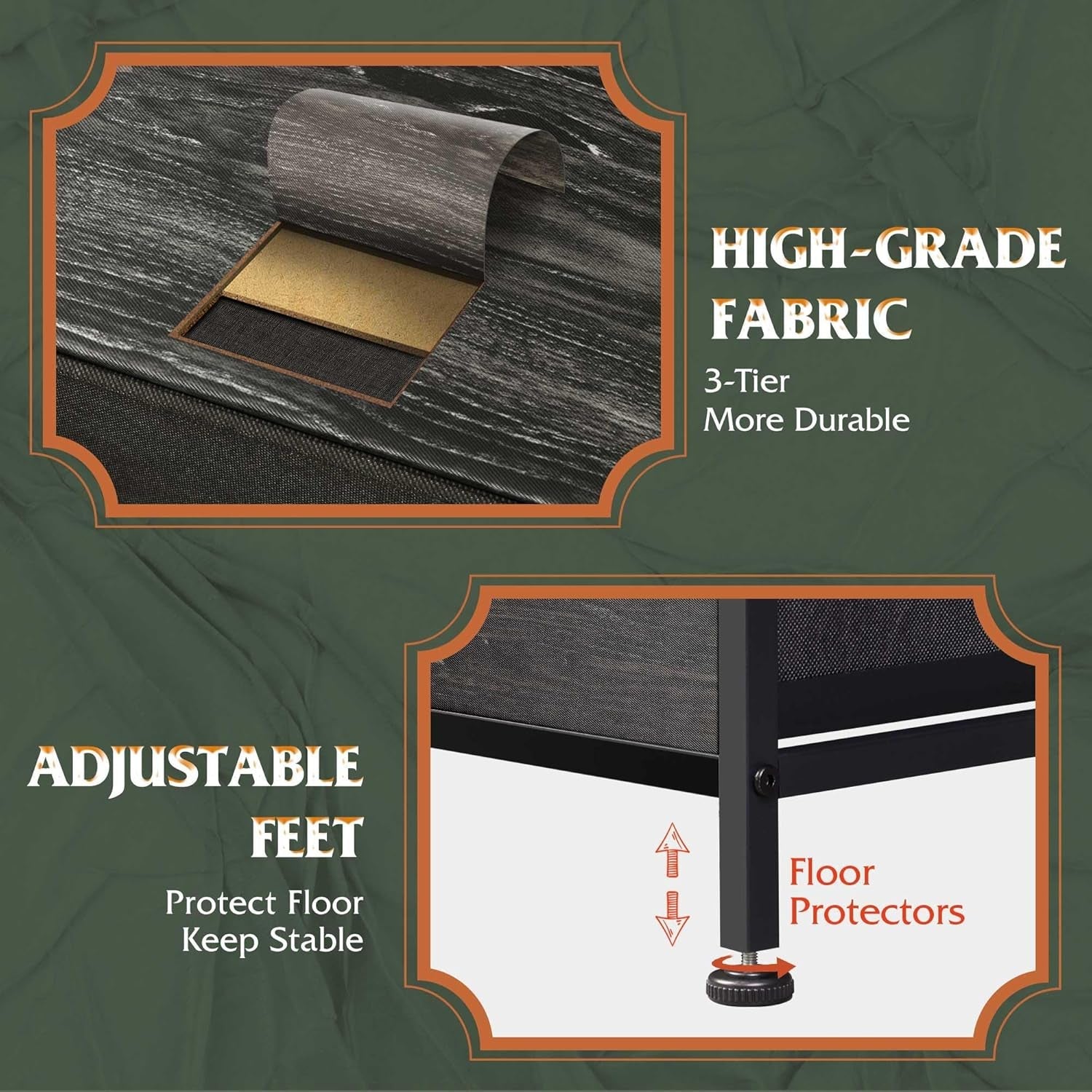 Charcoal Black Wood Grain Dresser With 5 Drawers And Fabric Bins