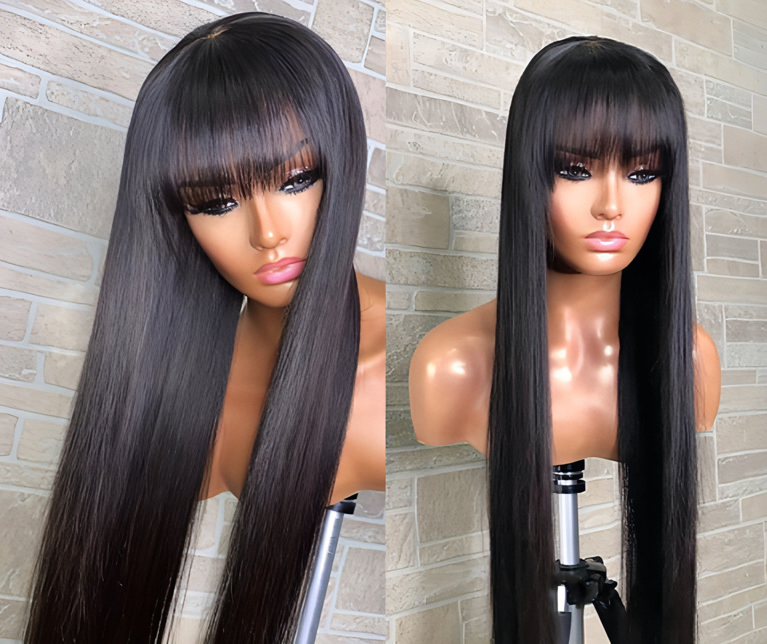 LuxeWave - Wig Real Human Hair Straightening Mechanism Headgear -