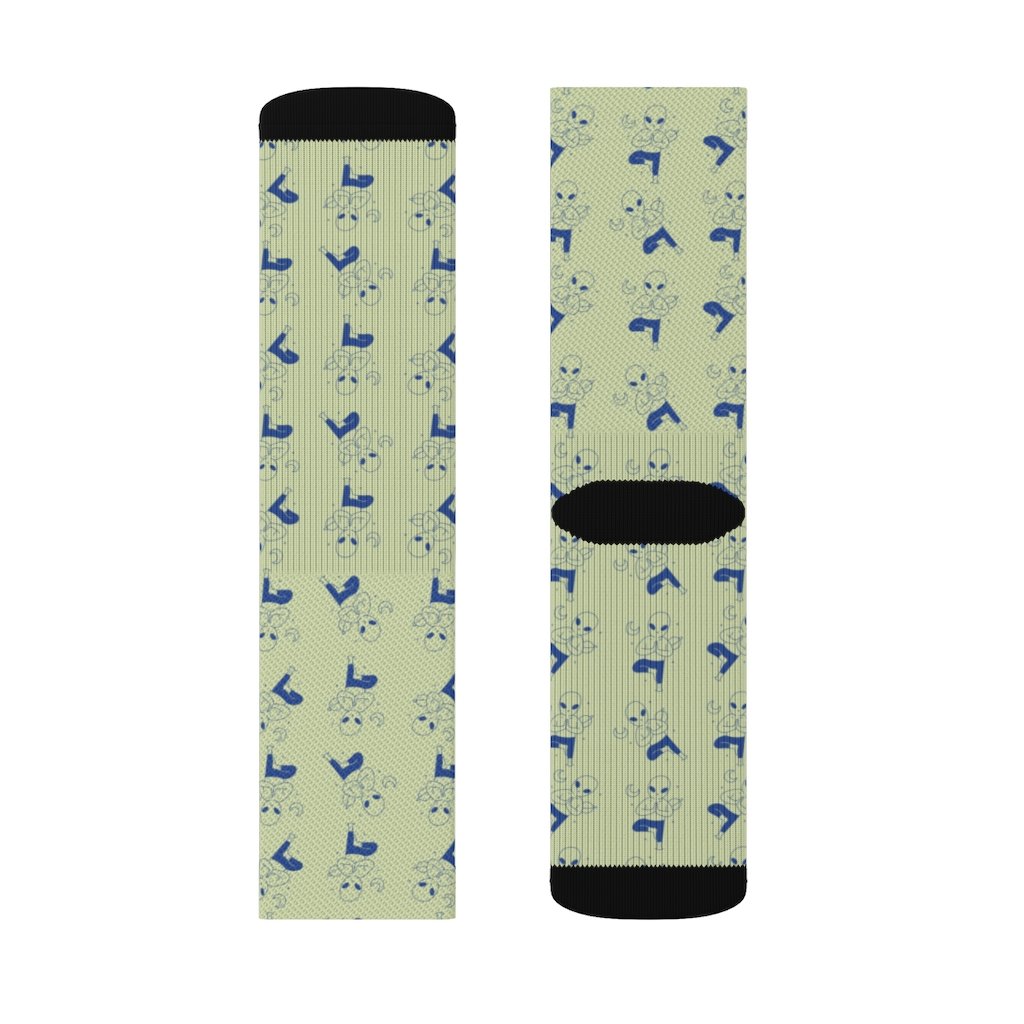 Yellow Pandora Alien Yoga Socks featuring colorful alien designs and comfortable fabric, perfect for exercise or casual wear.