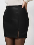 MUNSIEUR Slit Mini Skirt - Designer Zipper Skirt for Women