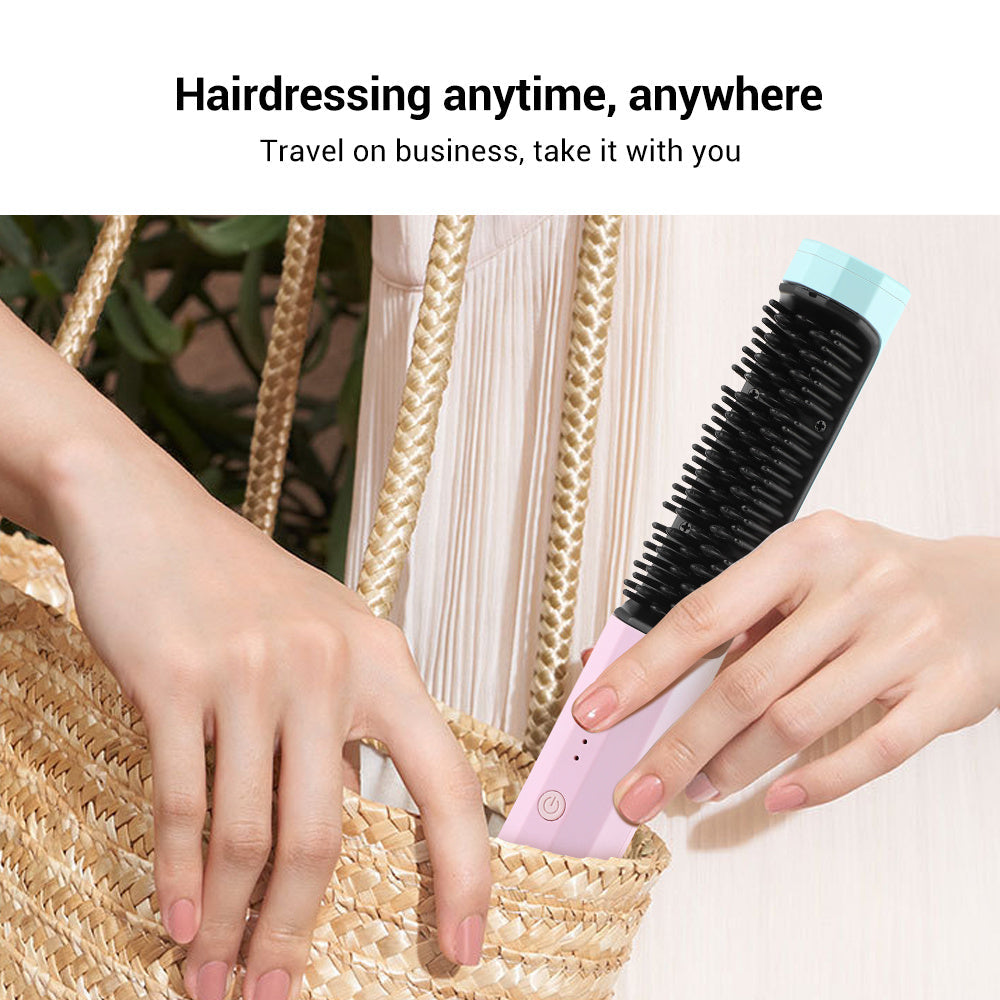 Straightening Comb Rechargeable Hair Wireless Straightener Curler Curl