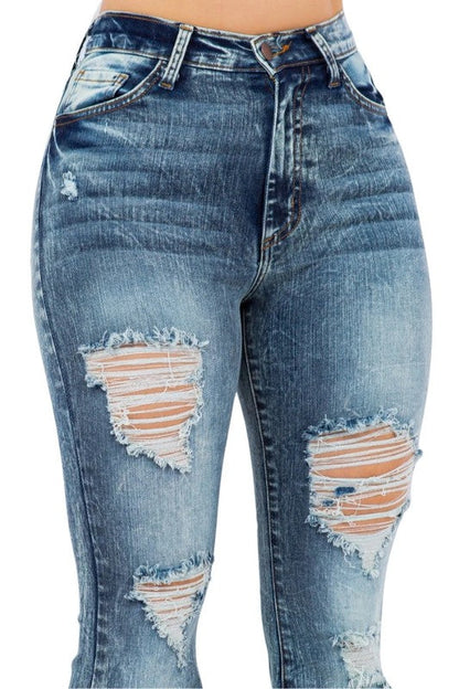 Jade Icarus Storm Bell Bottom Jeans with 34-inch inseam, featuring a high-waist style and classic denim look.