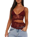 Lace Stitched Backless Small Sling Women V Neck Tank Top Underwear
