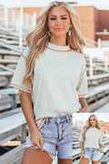 Reversible Contrast Stitching Mock Neck T-Shirt
