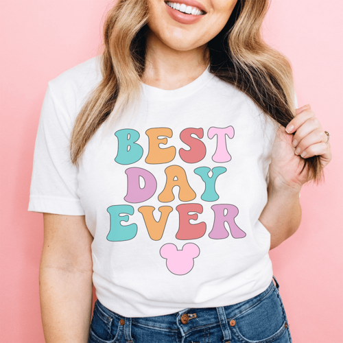 White Jade Thalassa Best Day Ever Tee featuring peachy Sunday graphic, casual T-shirt with relaxed fit and comfortable fabric.