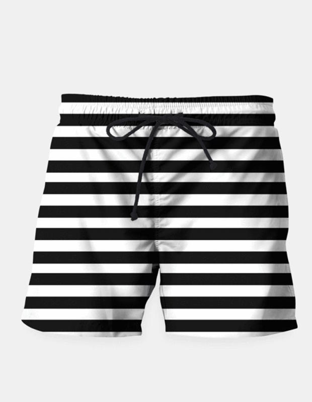 Black Stripes Seamless Pattern Swim Shorts