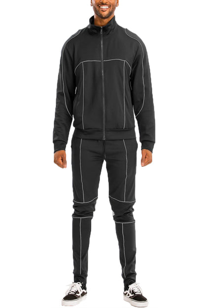 Black Lime Milo 3M Reflective Pipe Track Set for men, featuring stylish reflective piping on a modern athletic jacket.