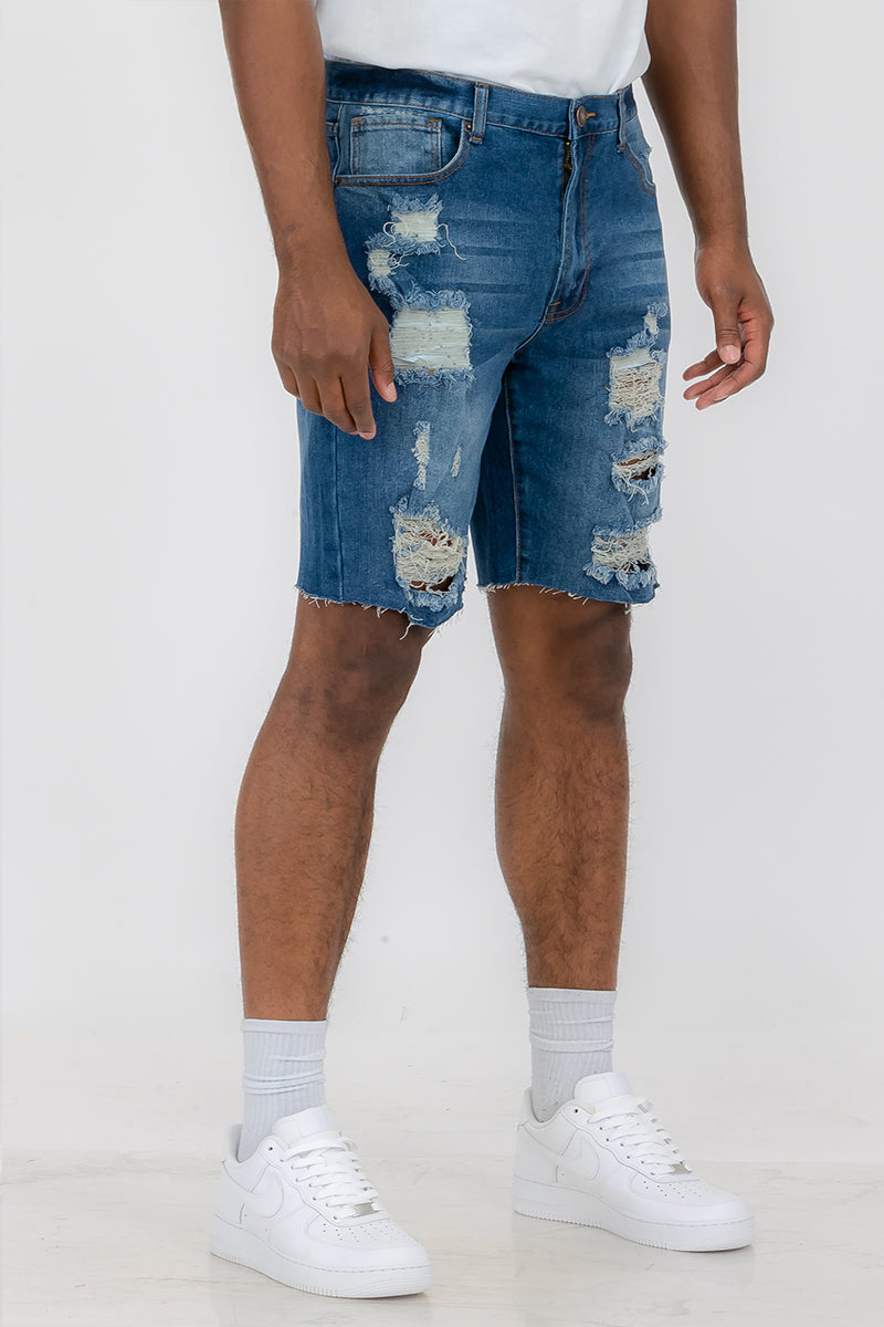 Washed Distressed Denim Shorts DSP1