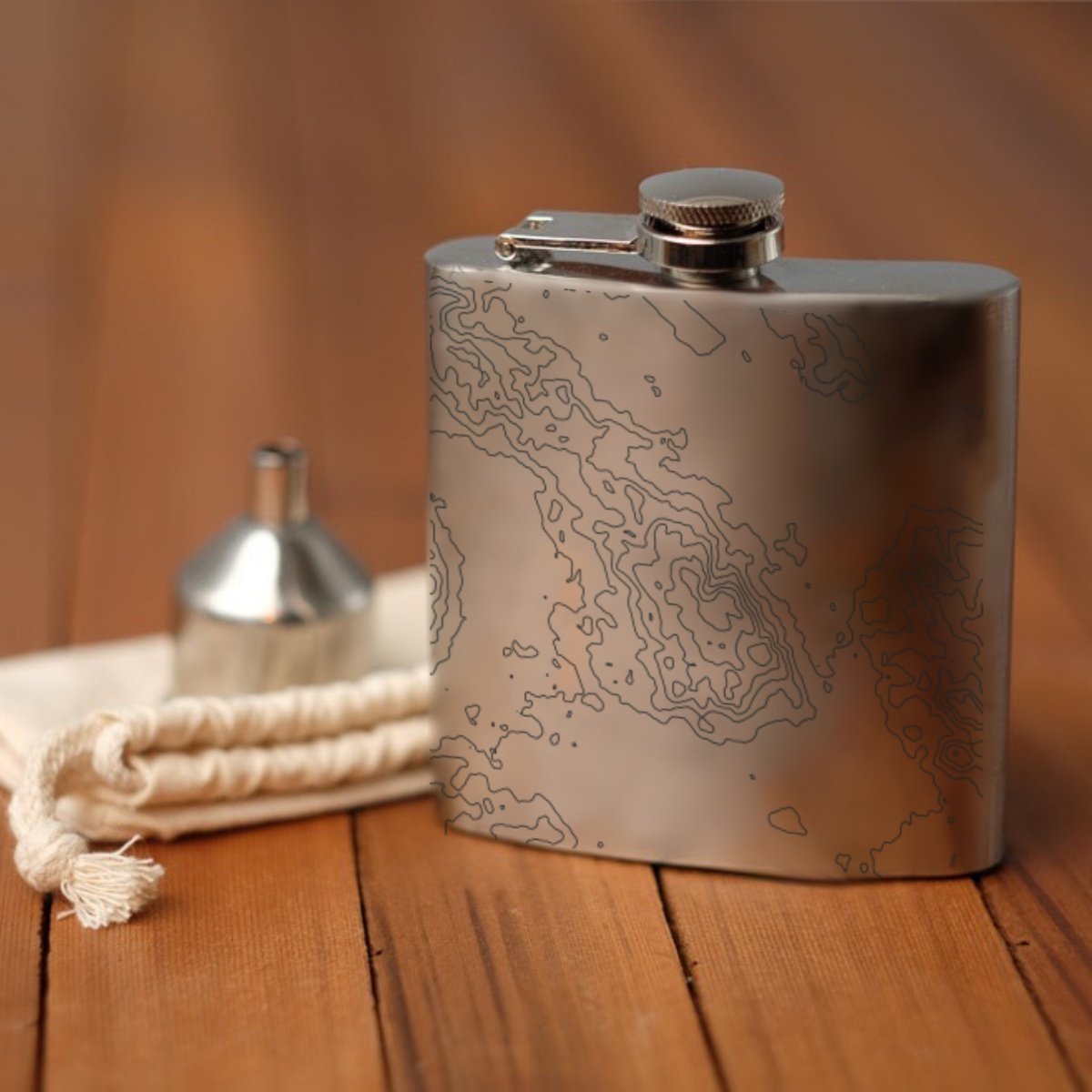 Boyne Mountain Resort - Michigan Engraved Topographic Map Hip Flask