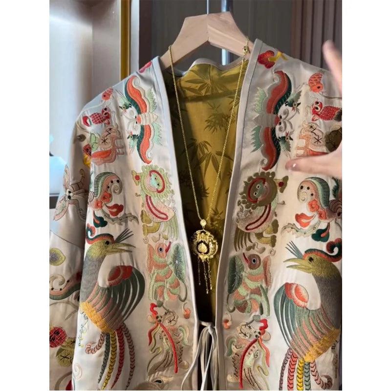New Chinese Style Kimono Cardigan Jacket Women Costume Luxury Exquisite Embroidery Hanfu Tops Coat Asian Style Chinese Clothing