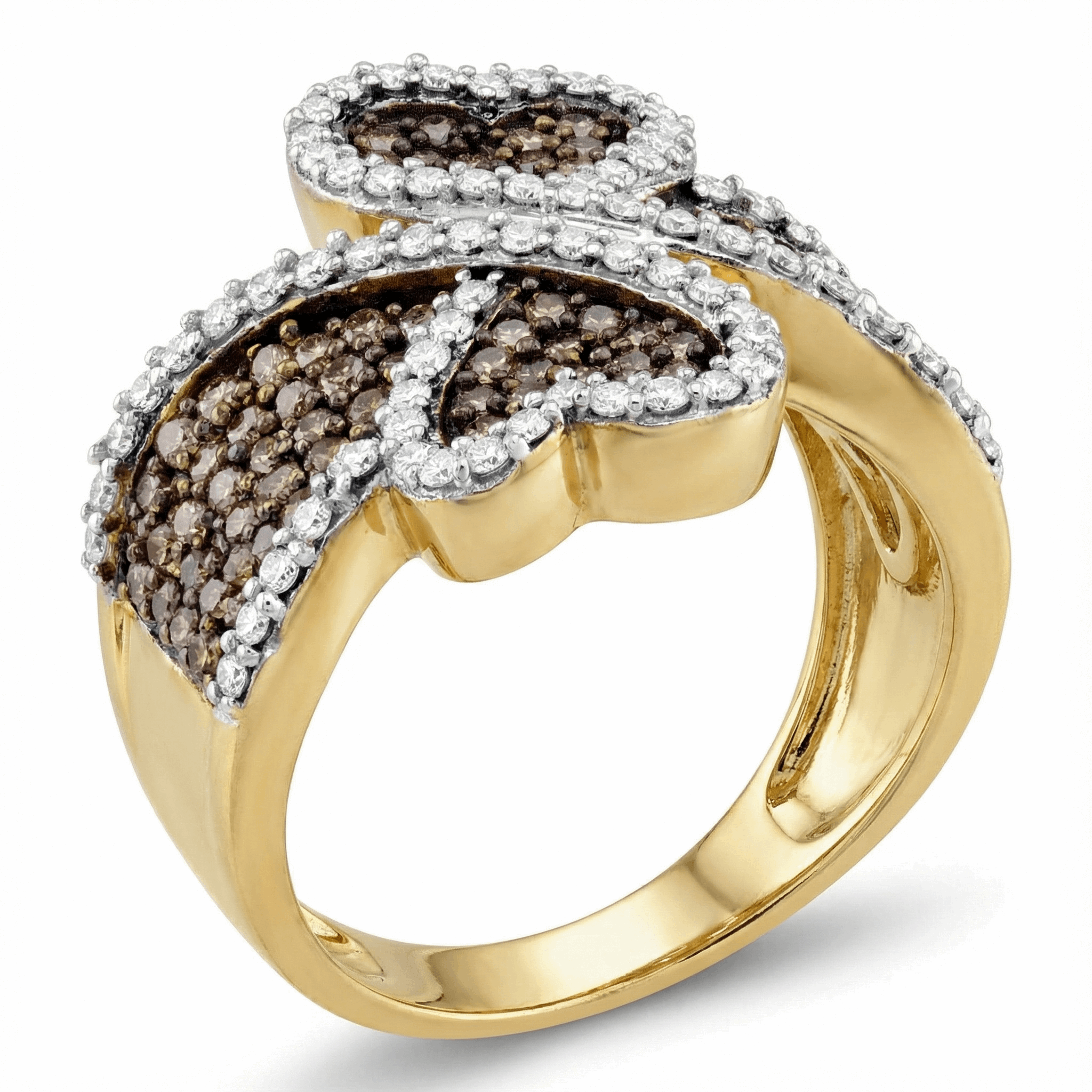 Women's 1.5ct Cognac Lab Diamond Heart Ring | 10K Yellow Gold | Draco