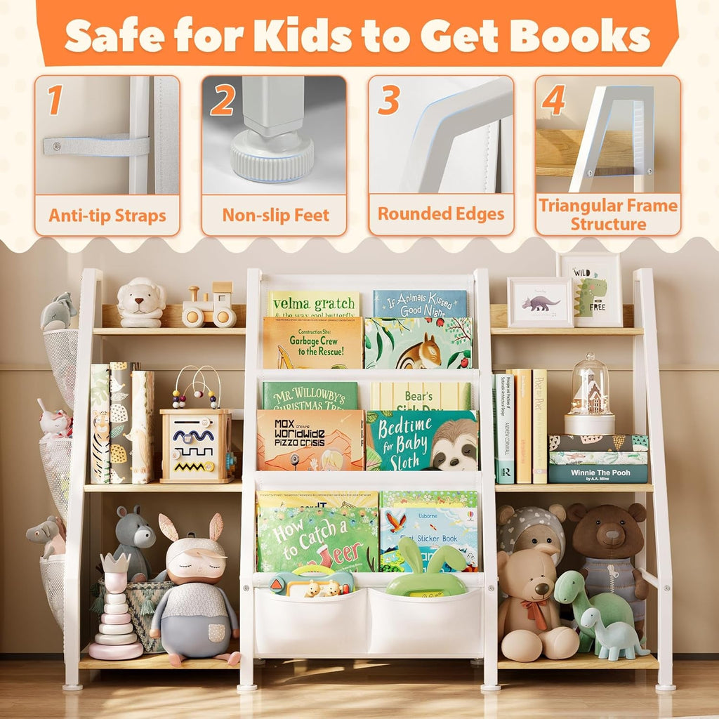 Kids Bookshelf And Toy Organizer 3-Tier Burlywood Bookcase