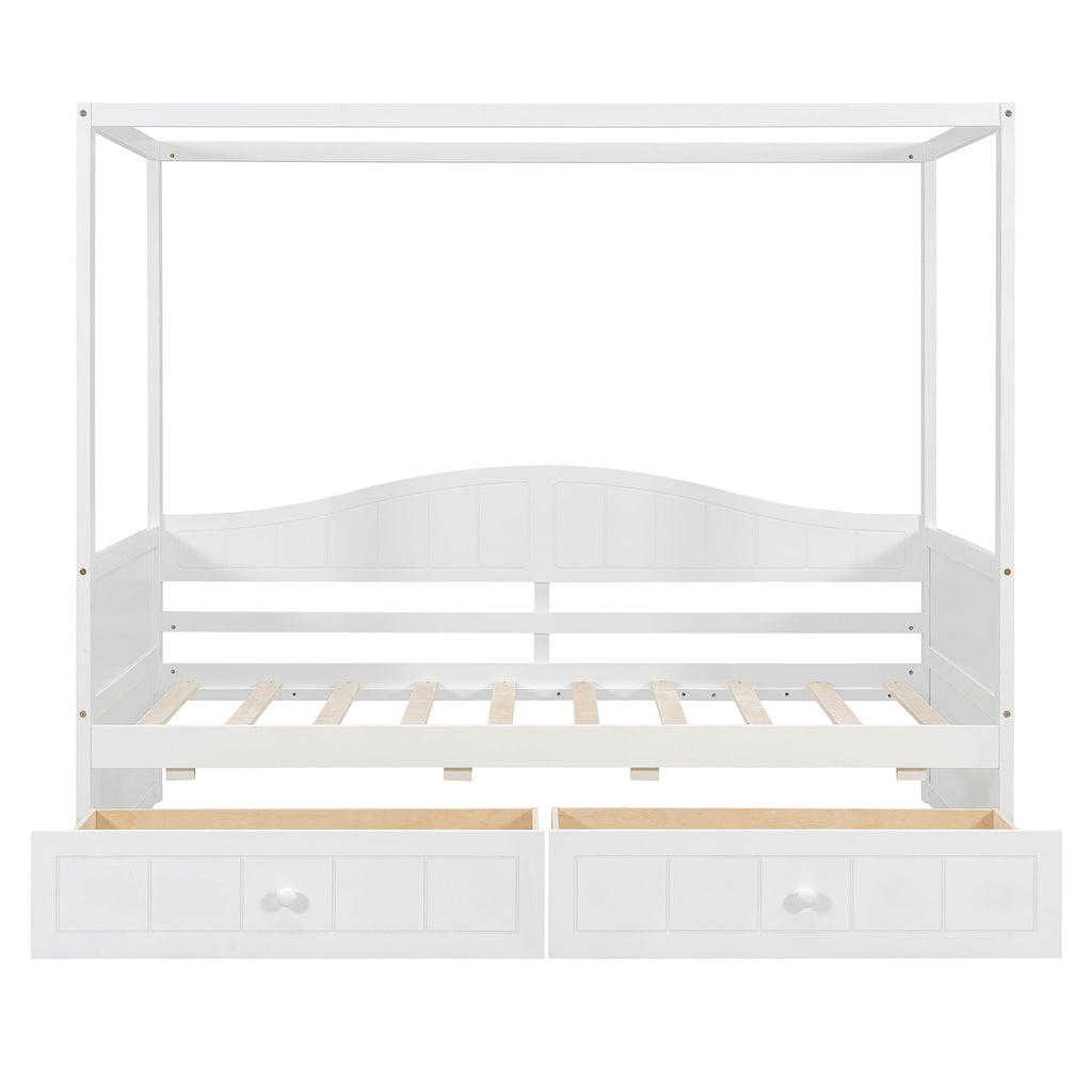 Twin Size Canopy Day Bed with 2 Drawers, Canopy Bed Frame for Bedroom