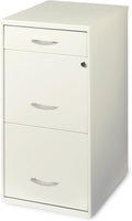 Hirsh 18 Inch Deep 3 Drawer Metal File Cabinet Pearl White