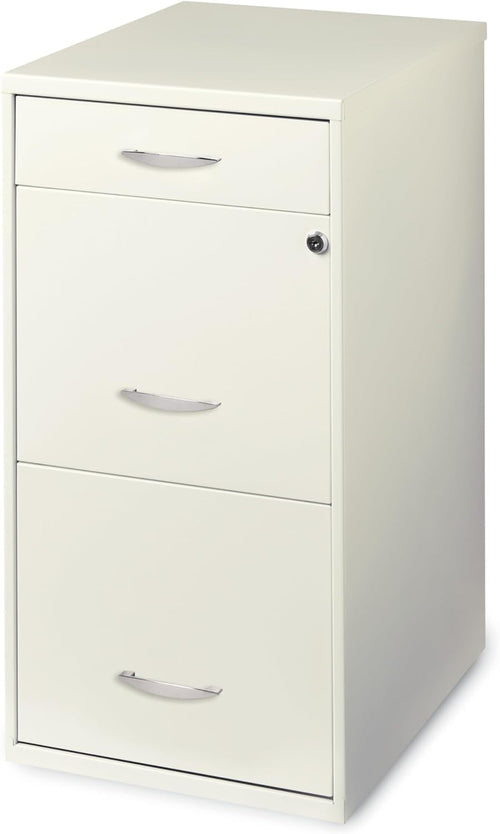 Hirsh 18 Inch Deep 3 Drawer Metal File Cabinet Pearl White
