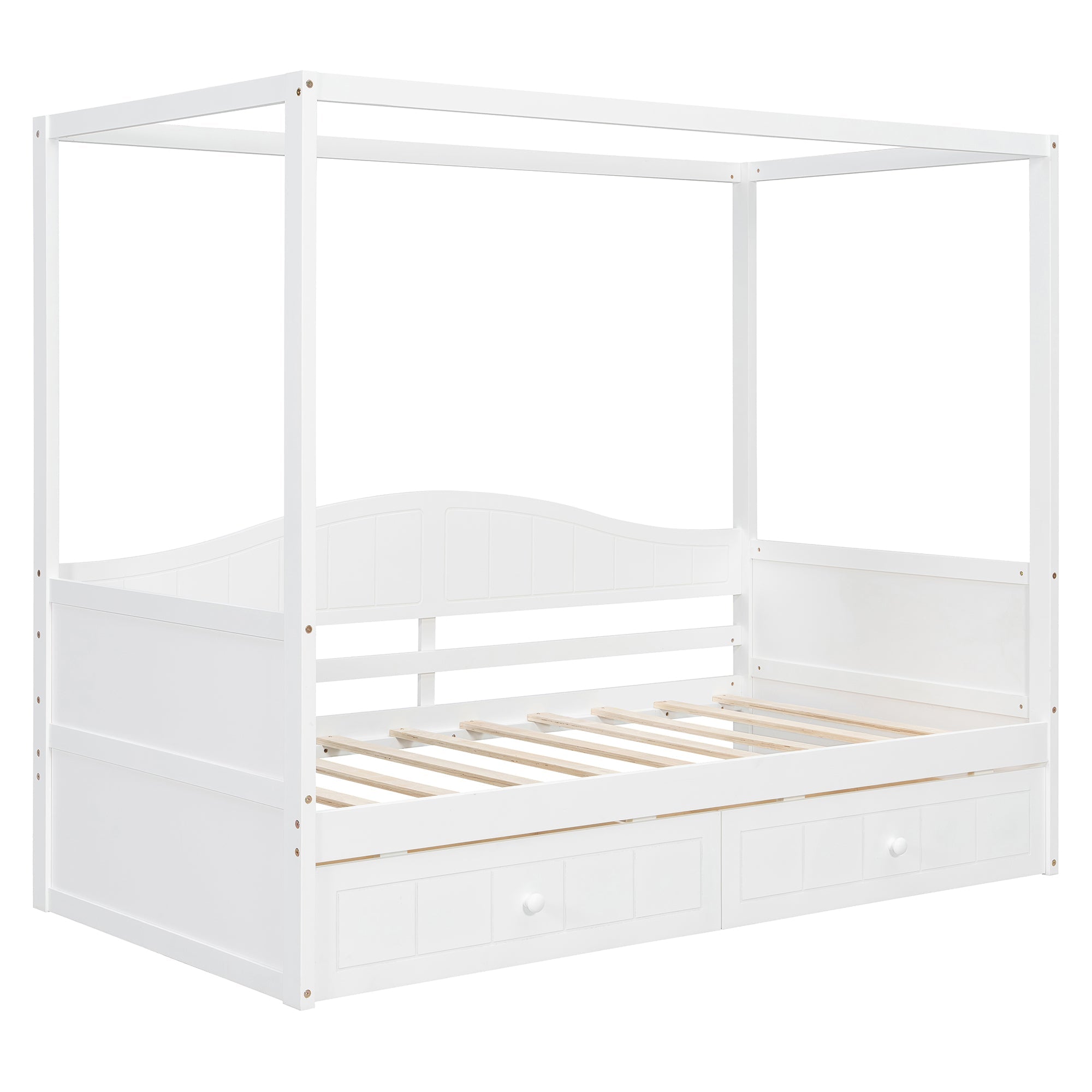 Twin Size Canopy Day Bed with 2 Drawers, Canopy Bed Frame for Bedroom
