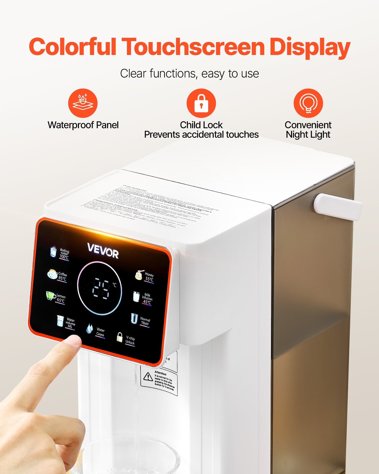 Countertop Instant Hot Water Dispenser With 6 Temps 7 Volumes 101oz