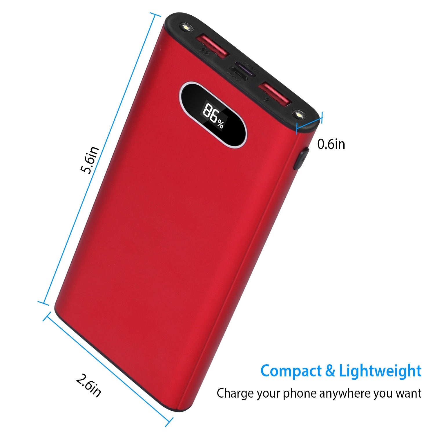 Green-Black-Red Color Options -- 1Pc 20000Mah Power Bank Portable