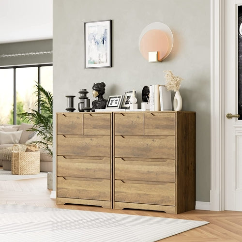 Rustic Brown 5 Drawer Dresser For Bedroom Organization
