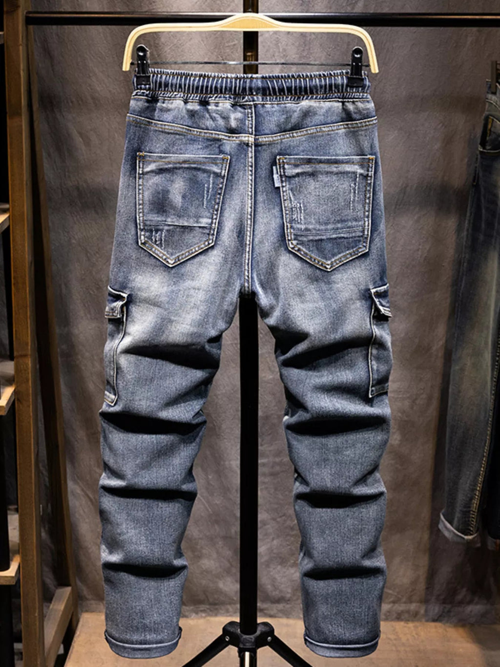 Men's Full Size Relaxed Fit Drawstring Jeans Plus Size