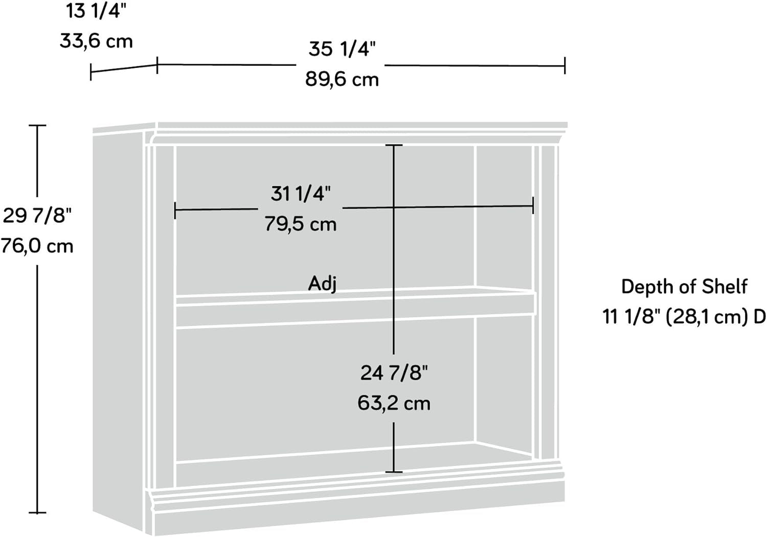 Two Tier Wooden Bookcase With Adjustable Shelf In Oiled Oak For Home