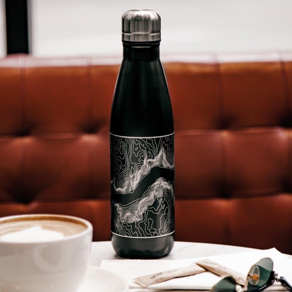 Cormorant Lake - Manitoba Map Insulated Bottle in Matte Black