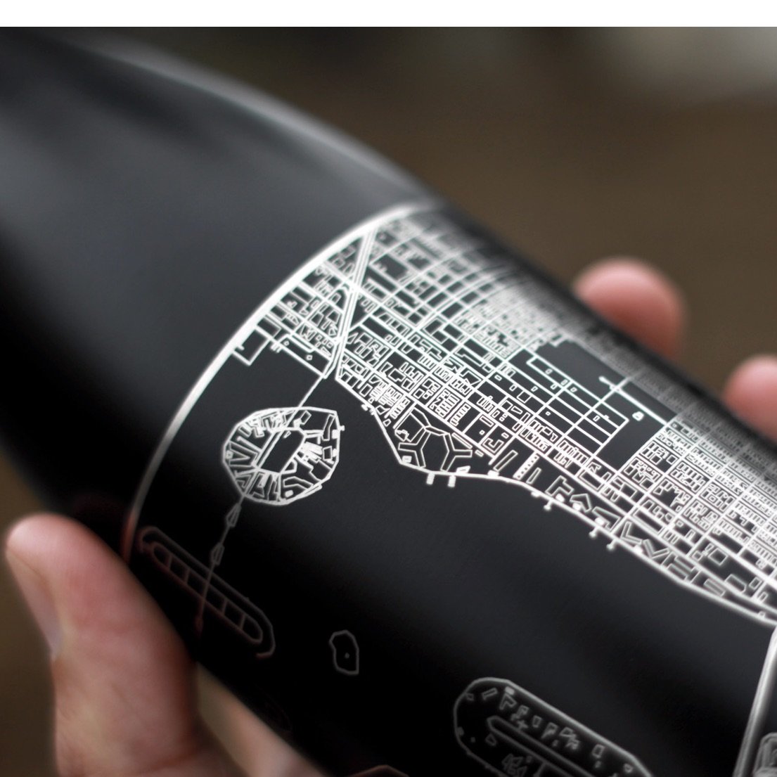 Cormorant Lake - Manitoba Map Insulated Bottle in Matte Black
