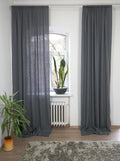 Grey linen curtain with rod pocket