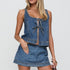 Carmine Juneberry Denim Days Lace-Up Set Haute Edition 25 matching denim and lace-up top and bottom ensemble.