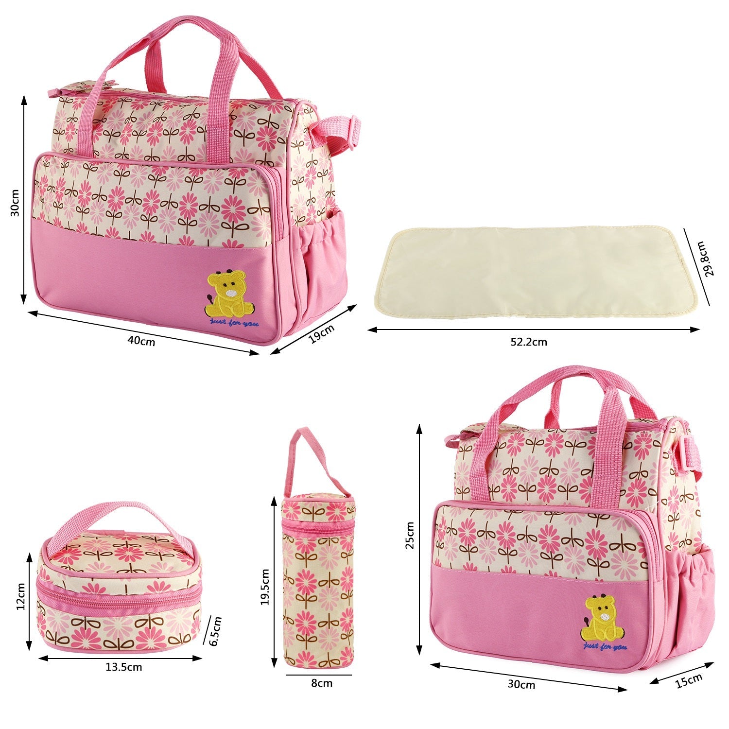5PCS Per Set Baby Nappy Diaper Bags Set Mummy Diaper Shoulder Bags