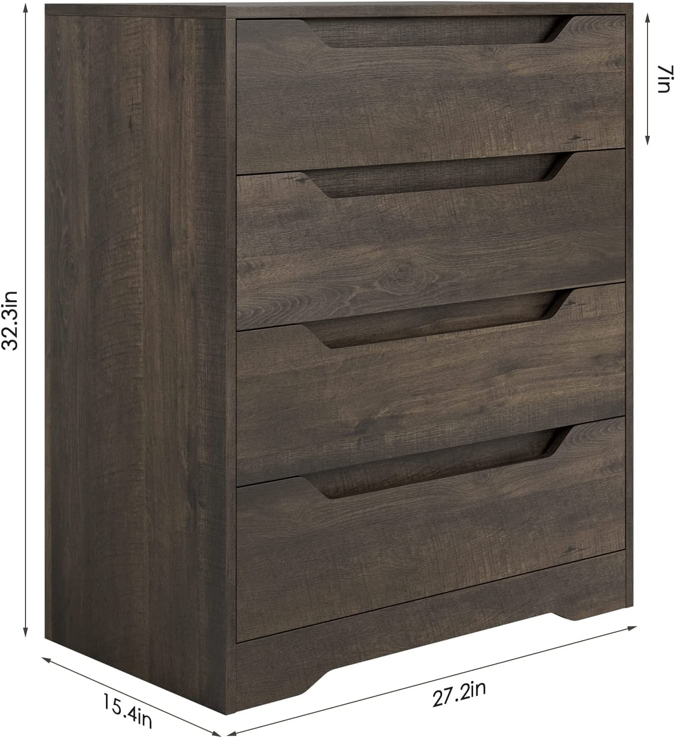 Dark Brown 4 Drawer Dresser For Bedroom Storage And Organization