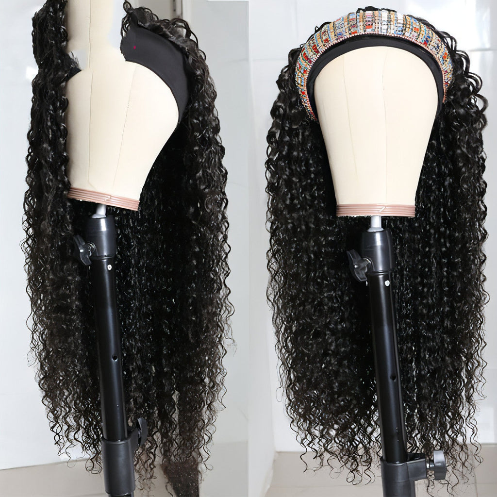 LuxeWave Full Mechanism Hair Band Wig Headgear Real Hair