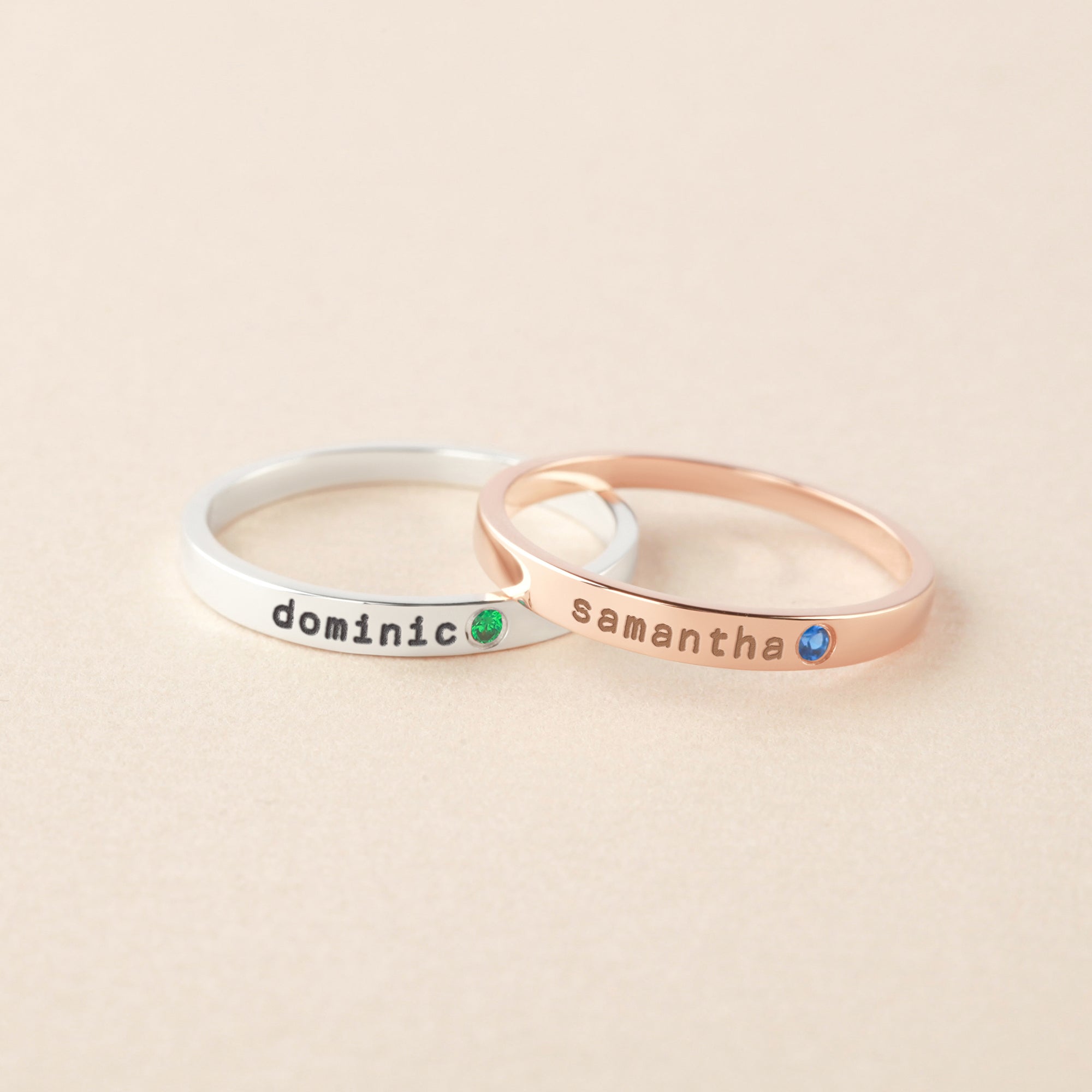 Personalized Name Ring With Birthstone, Stackable Name Ring, Mom Ring