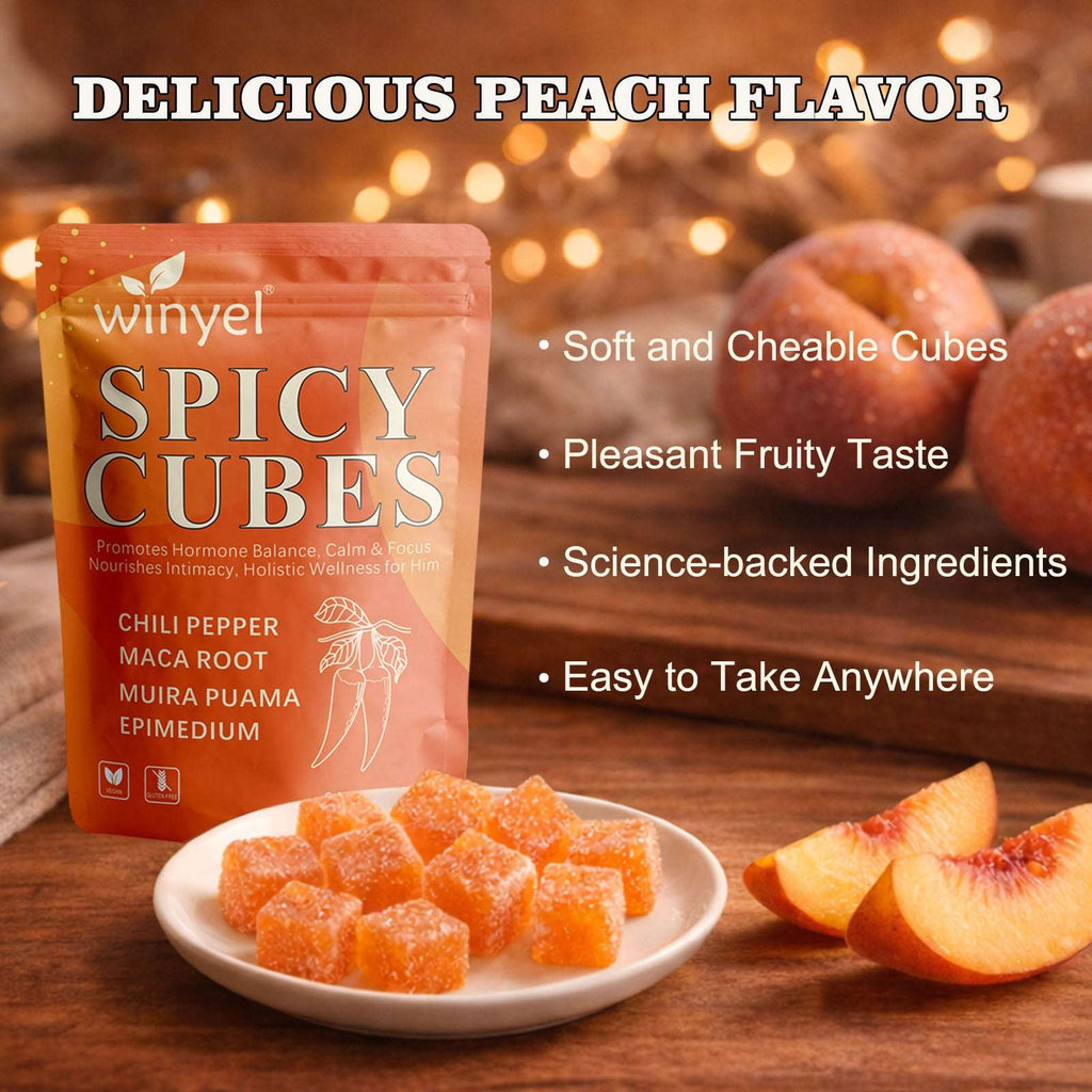 Spicy Cubes, Intimacy Gummies with Chili Pepper, Muira Puama, Maca