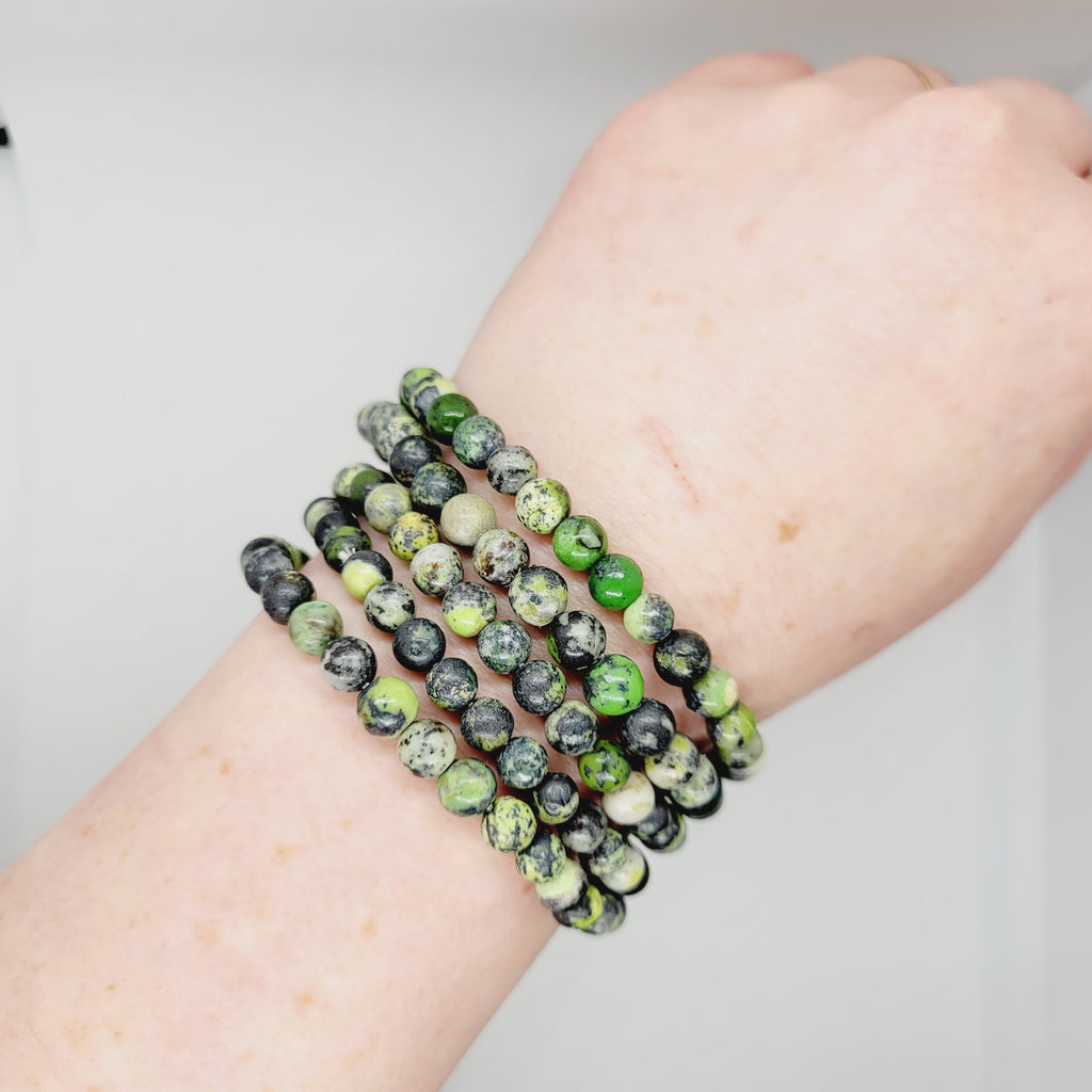 Green Chrysoprase Stone Bracelets Metaphysical Reiki Boho