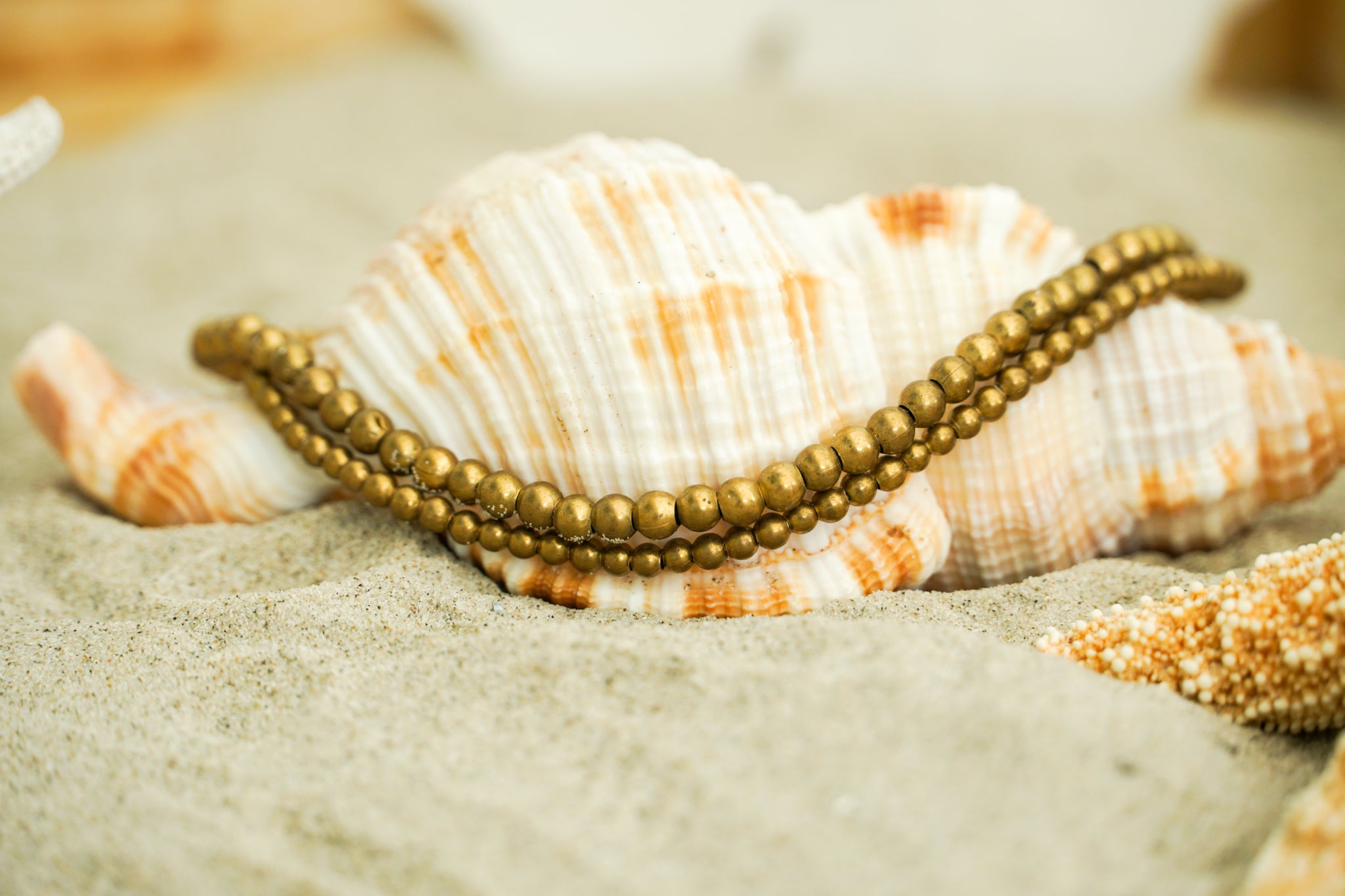 Golden Double Strand Boho Brass Bracelet, Hippie Bracelet