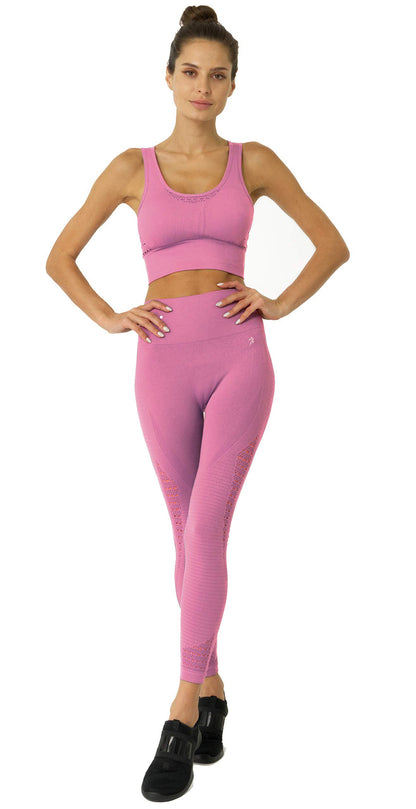 Pink Lazurite Mesh Seamless Activewear Bra with cutouts, featuring breathable fabric and supportive design for workout comfort.