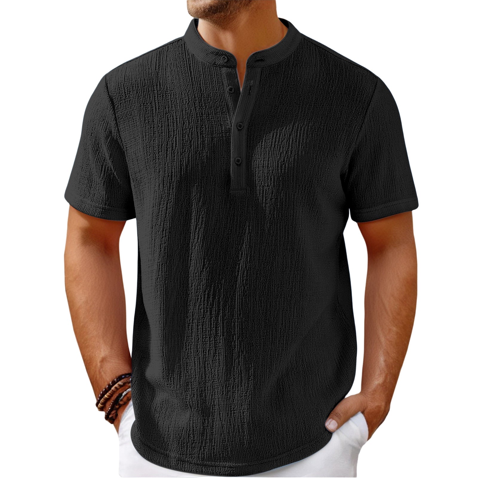 Striped Cotton-Linen Henley – Haute Edition 25
